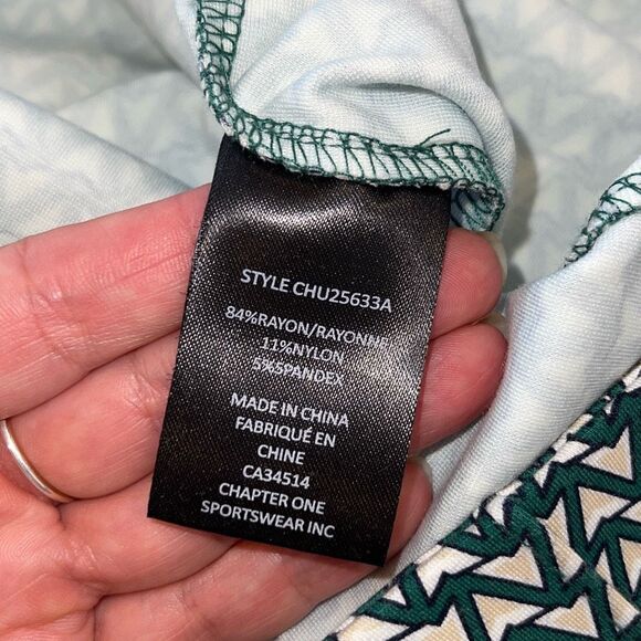 JL Jules & Leopold‎ Womens Geo Kick Flare Pull-on Pants Green White Medium NWT - Picture 6 of 10